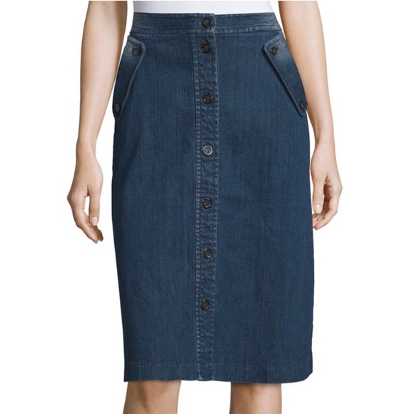 MICHAEL KORS Denim Button-Front Pencil Skirt Sz 4 - Picture 2 of 5